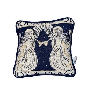 Vtg Angel Tapestry “Joy &‎ Peace” Throw Pillow Embroidery Retro Christmas